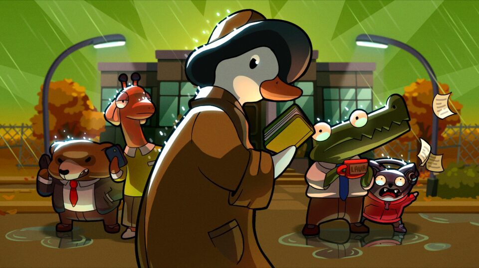 Key Art for Duck Detective showing the cast of colourful characters